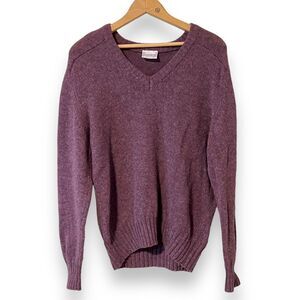 Fauchon Vintage Wool Knit Sweater Mens Small Made in Italy Purple Red Maroon